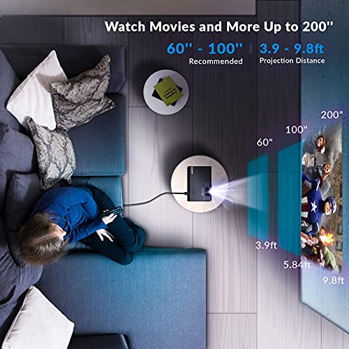 Mini Projector for iPhone, Uyole Video Projector [Carry Case Included] for Outdoor Movies, 4500L, 1080P and 200” Display Supported, Compatible with TV Stick, PS4, HDMI, TF, AV, USB, iPhone, Laptop | The Storepaperoomates Retail Market - Fast Affordable Shopping