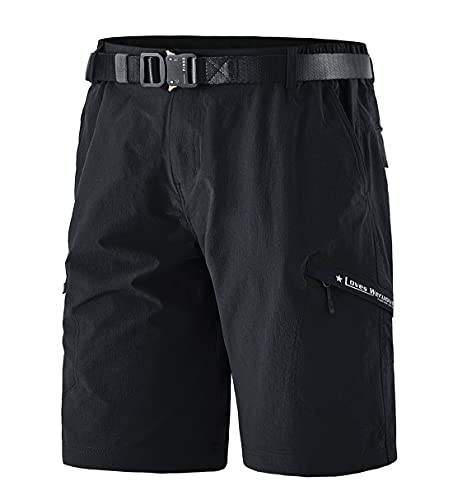 Dry Fit Cargo Golf Shorts for Men Lightweight Moisture Wicking Casual Chino Fishing Summer Beach Shorts Black