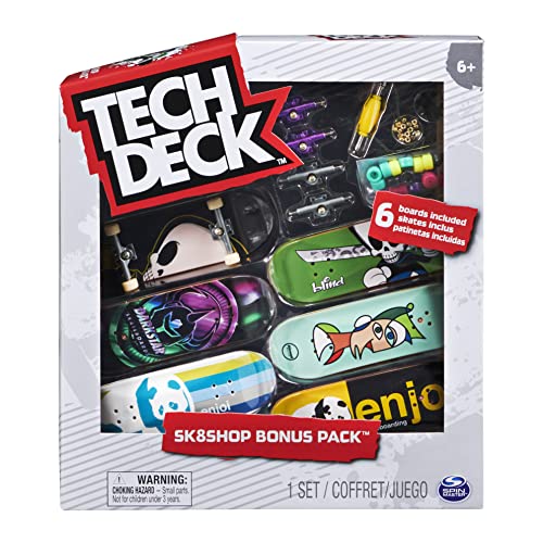 TECH DECK, Sk8shop Fingerboard Bonus Pack, Collectible and Customizable Mini Skateboards