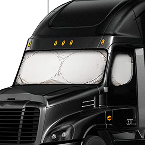 EcoNour Semi-Truck Sun Shade for Windshield and Side Windows | 240T UV Protective Sunshade for Truck Windshield Maximum Coverage to Block UV/Sun Heat Rays | Best for Semi, Commercial & Big Rig Truck