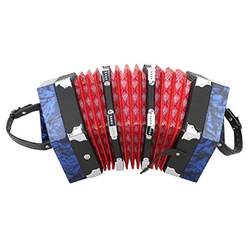 High-end and Elegant Ergonomic Design Concertina Instrument with an Adjustable Hand Strap with a Bag Professional Accordion Concertina, for Outdoor, for Music(Royal Blue)