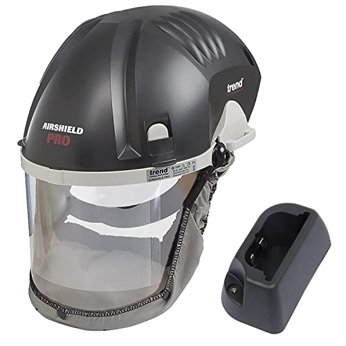 Trend Airshield Pro Full Face Shield w/ Battery Cradle Bundle – Complete Dust Protection and Recharging Solution, AIR/PRO/D3