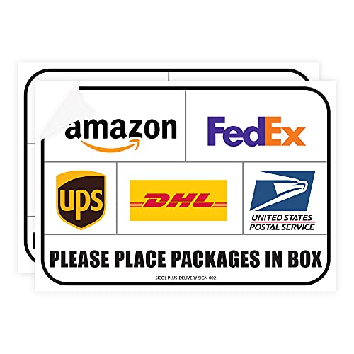 Sicol Plus Package Delivery Signs (02 pack) Package Delivery Stickers size 10 x 7 Inches Over Lamination Delivery Signs for Packages