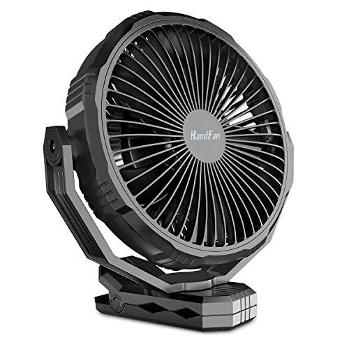 10000mAh Golf Cart Fan with Clip Enhancer, 8 Inch Powerful Clip Fan with Sturdy Clamp, Battery Operated Rechargeable Fan Portable, Camping Fan with Hook, Sleep Timer, for Golf Cart, Tent, Outdoors