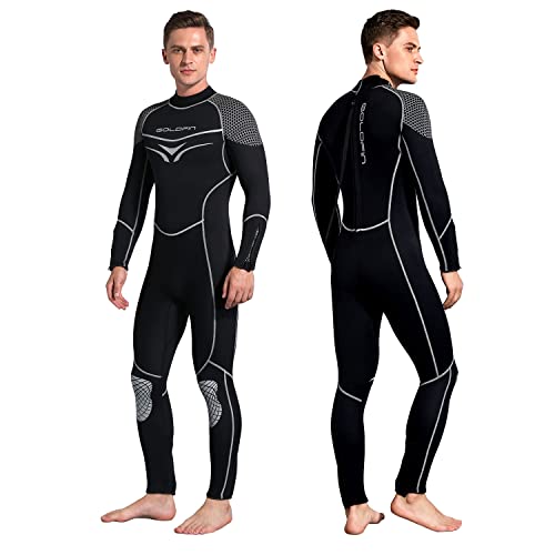 Goldfin Women Wetsuit Men, 3mm Neoprene Fullsuits Long Sleeve Diving Suit Thermal Suit Back Zip for Scuba Diving Snorkeling Surfing (Mens, M)