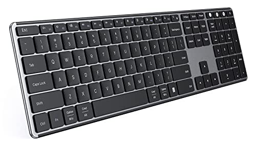 seenda Multi Device Bluetooth Keyboard for Windows & Mac OS, Ultra Slim Rechargeable Wireless Keyboard, Compatible with Win 7/8/10, Laptop, MacBook Pro/Air, iPad, Tablet, Black Gray