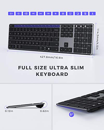 seenda Multi Device Bluetooth Keyboard for Windows & Mac OS, Ultra Slim Rechargeable Wireless Keyboard, Compatible with Win 7/8/10, Laptop, MacBook Pro/Air, iPad, Tablet, Black Gray | The Storepaperoomates Retail Market - Fast Affordable Shopping