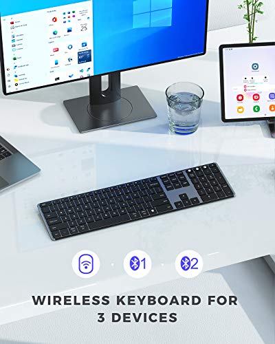 seenda Multi Device Bluetooth Keyboard for Windows & Mac OS, Ultra Slim Rechargeable Wireless Keyboard, Compatible with Win 7/8/10, Laptop, MacBook Pro/Air, iPad, Tablet, Black Gray | The Storepaperoomates Retail Market - Fast Affordable Shopping