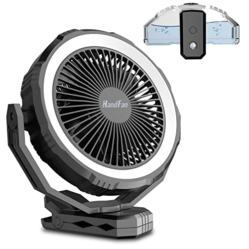 10000mAh Misting Fan Portable with Detachable Water Tank 400ml, 8 Inch Powerful Cool Mist Clip Fan, Battery Operated Rechargeable Fan, 2 Mist Modes, Sleep Timer, LED Lights, Hook, for Golf Cart, Outdoors