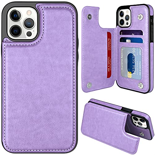 MMHUO for iPhone 12 Case/iPhone 12 Pro Case Wallet Magnetic Back Flip Case for iPhone 12/iPhone 12 Pro Case for Women with Card Holder Protective Case Phone Case for iPhone 12/iPhone 12 Pro,Purple