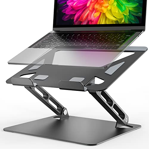 Ergonomic Laptop Stand for Desk Adjustable Height, Aluminium Alloy Stand Compatible for More Laptops 10- 15.6 inches Black