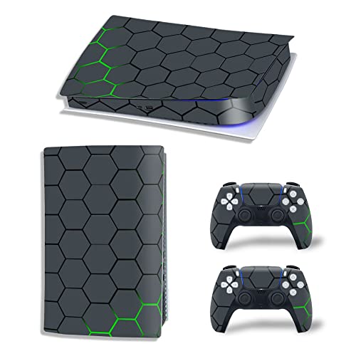 FOTTCZ Compatible Vinyl Skin PS5 Digital Edition Console and Controllers – Honeycomb Armor