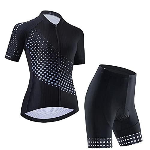 Women’s Cycling Jersey Set Breathable Road Bike Shirts Kit Short Sleeve Cycling Clothing with 20D Gel Padded Bib Shorts, X-Large