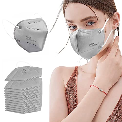 LEMENT 50PCS KN95 Face Mask 5 Layer Cup Dust Safety Masks Breathable Elastic Ear Loops Grey Masks