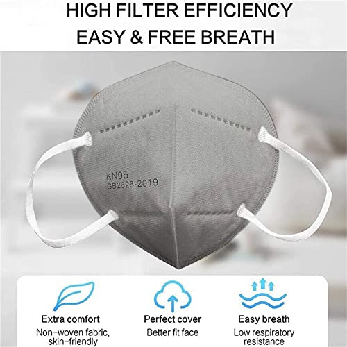 LEMENT 50PCS KN95 Face Mask 5 Layer Cup Dust Safety Masks Breathable Elastic Ear Loops Grey Masks | The Storepaperoomates Retail Market - Fast Affordable Shopping