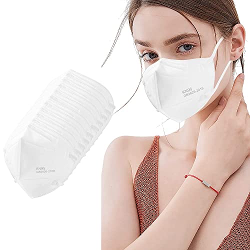 LEMENT 50PCS KN95 Face Mask 5 Layer Breathable with Elastic EarLoops Cup Dust Safety Masks White
