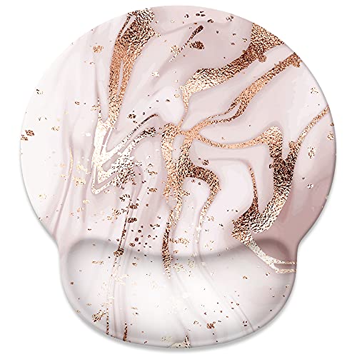 Goodsprout Rose Gold Marble Mouse Pad with Wrist Rest Support,Cute Custom Gaming Made Non Slip Rubber Base Mousepad, Ergonomic Mouse Wrist Rest Pad Computer Laptop (Rose Gold Marble), 250mmx230mmx5mm