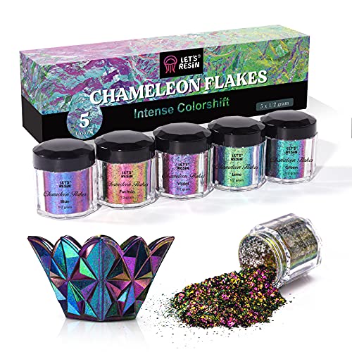 LET’S RESIN Chameleon Flakes, Resin Supplies -Intense Colorshift Pigment Powder for Resin Molds/Tumblers, Chrome Powder Pigment for Christmas Nail Art/Paint/Soap Making