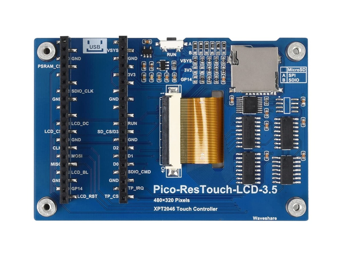 waveshare 3.5inch Touch Display Module for Raspberry Pi Pico 65K Colors 480×320 Pixels Resistive Touch Controller XPT2046 ILI9488 Driver Using SPI Bus | The Storepaperoomates Retail Market - Fast Affordable Shopping
