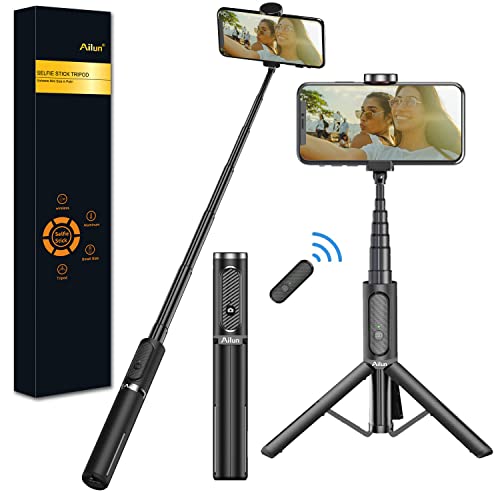Ailun Selfie Stick Tripod,Extendable Aluminum,3 in 1,Bluetooth Wireless Remote and 360 Rotation Stand for iPhone 14/13/12/11/11 Pro/XS Max/XS/XR/X/8/7,and More Smartphones