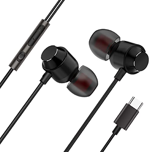 LUYANhapy9 Wired Headphones Earbuds,in-Ear Noise Cancelling Type-c Interface Magnetic Inhalation Ear-Type with Mic Black One Size