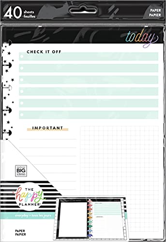 Happy Planner Classic Filler Paper, 40 Sheets, 7″ x 9-1/4″, Today’s Notes