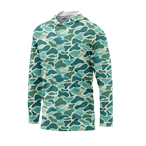 Southern Fin Apparel Performance Fishing Hoodie Shirt for Men Women UPF UV 50+ Lightweight With Hood (Large, Green Camo, l)