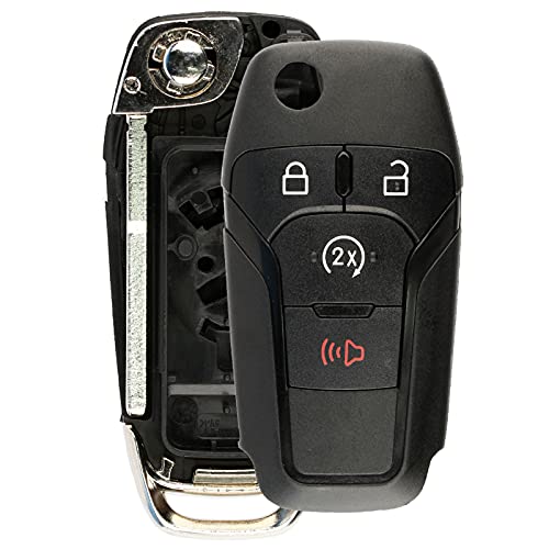 Remote Start Flip Key Fob Shell Case Replacement for Ford N5F-A08TDA, 5923694