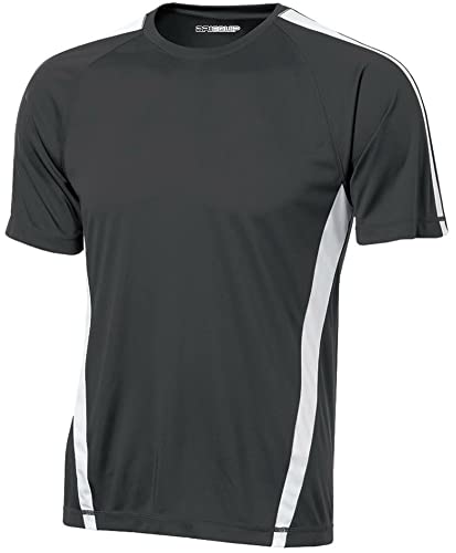Joe’s USA Men’s Short Sleeve Moisture Wicking Athletic T-Shirt-3XL-Grey/White
