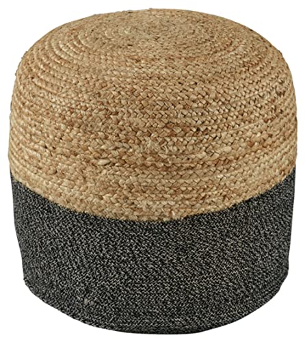 Signature Design by Ashley Sweed Valley Braided Round Pouf Ottoman, 19 x 19 Inches, Brown & Dark Gray