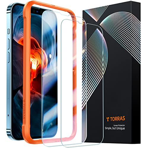 TORRAS iPhone 13 Pro Max Screen Protector[Life Saver for Vivid Dropper] Military Grade Full Coverage Tempered Glass[6.7″] 2Pack-Ice Clear Series