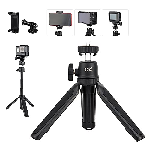 JJC 3 in 1 Mount Adapter Kit Cell Phone Clip Clamp Mini Extension Pole Tripod Stand Action Camera Video Vlog Holder for GoPro Hero9 Hero8 7 6 iPhone Samsung Galaxy Sony ZV-E10 ZV-1