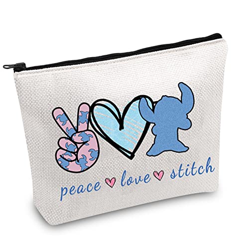JXGZSO Cartoon Love Gift Hawaiian Bags Party Peace Love Cosmetic Bag With Zipper Movie Inspired Makeup Bag