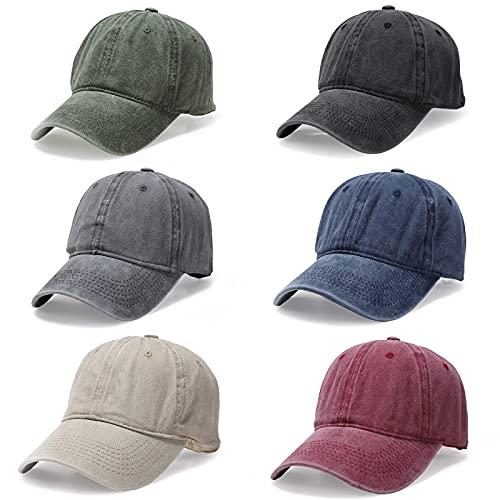 Owmido Solid Color Baseball caps, 6 pcs 3 pcs, 1 pcs, Retro Washed Cotton for Men and Women, Adjustable dad hat