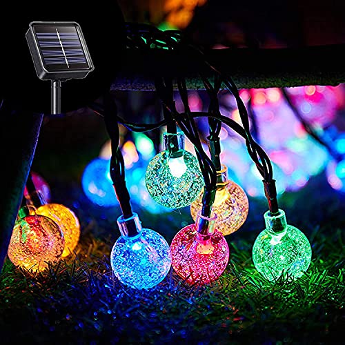 Chris.W Solar Outdoor String Lights 40 LED 26Ft Multicolored Patio Lights Waterproof Crystal Ball Fairy Lights Decoration Lighting for Home, Garden, Patio, Yard, Christmas