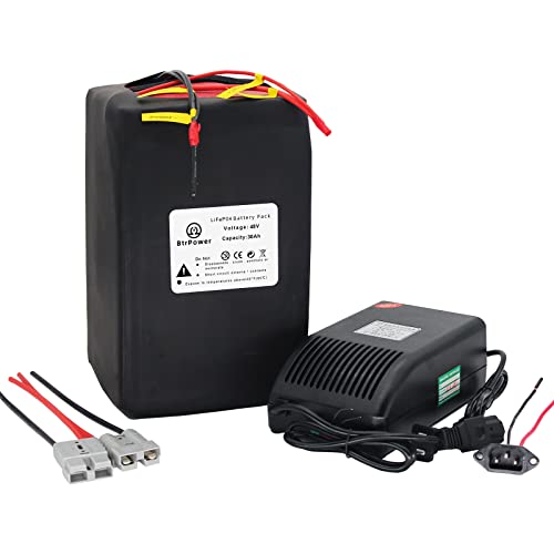 48V Ebike Battery-30AH LiFePO4 Battery Pack with 5A Fast Charger and 40A BMS for Ebikes Electric Bicycle Electric Scooter Motorcycle 500W 750W 1000W 1500W 1800W 2000W Motor…