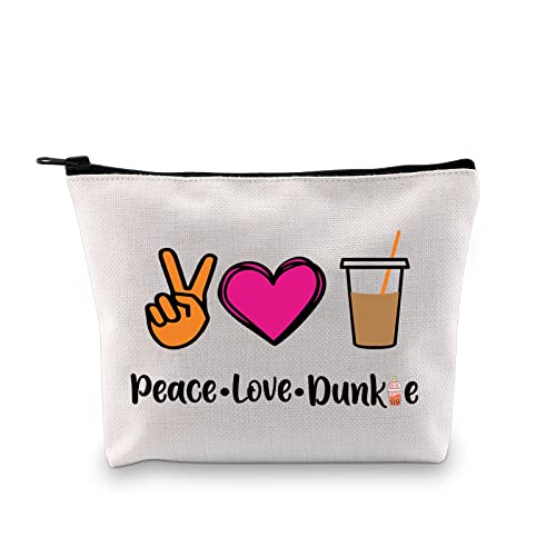 JXGZSO Peace Love Donut Junkie Makeup Bag With Zipper Coffee Donuts Lover Gift Coffee Junkie Cosmetic Bag
