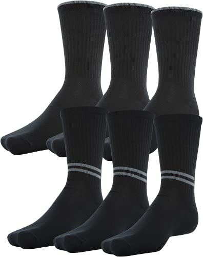 Under Armour Men’s Essential Crew Socks, 6-Pairs , Black , Large