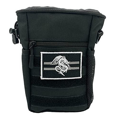 Luck Lab DND Drawstring Dice Bag with Removable Dragon Patch – Multiple Pockets and Large Dice Storage Area (200 + dice) for Dungeons and Dragons (d&d),RPG, MTG and All Table Top Gaming- Black