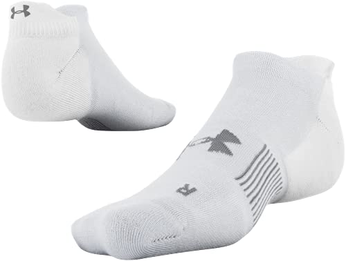 Under Armour Unisex-Adult ArmourDry Run No Show Tab Socks, 1-Pair , White , Medium