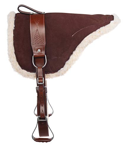 Acerugs Bareback Riding Western Horse Saddle PAD with Stirrups Leather Tooled Girth Cinch Included Close Contact Training Riding Soft Fleece (Brown) | The Storepaperoomates Retail Market - Fast Affordable Shopping