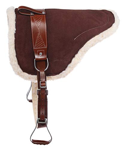 Acerugs Bareback Riding Western Horse Saddle PAD with Stirrups Leather Tooled Girth Cinch Included Close Contact Training Riding Soft Fleece (Brown) | The Storepaperoomates Retail Market - Fast Affordable Shopping