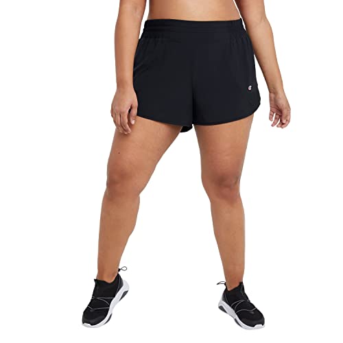 Champion Women’s Plus Size Absolute Athletic, Woven Sport Shorts, Moisture-Wicking 4″ Inseam, Black, 3X