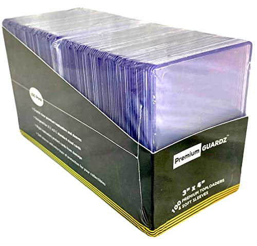 Premium Ultra Clear 3×4 Top Loaders for Cards and Soft Sleeves, Made for Standard Sized 35pt Collectible Cards, Set Includes 100 Toploaders and 100 Penny Sleeves | Premium Guardz