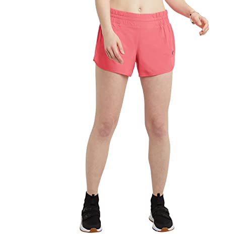 Champion Sport, Practice Gym Shorts for Women, Iconic ‘C’ Logo, 4″ Inseam, Pinky Peach, Large