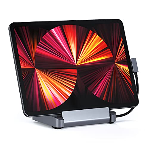 Satechi Aluminum Stand & Hub – 6-in-1 USB-C Hub Foldable Stand – Compatible with 2021 iPad Pro M1, 2020/2018 iPad Pro & 2020 iPad Air, iPad Mini 6 Gen
