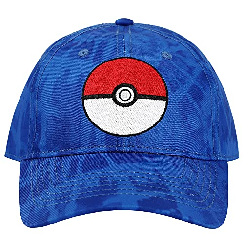 Pokeball Embroidered Blue Tie Dye Cotton Twill Pokemon Baseball Hat