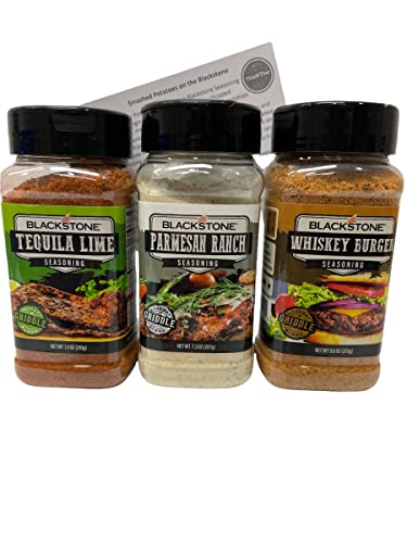 Blackstone BBQ Seasoning Bundle (Whiskey Burger, Parmesan Ranch, Tequila Lime) with ThisNThat Trademarked Recipe Card