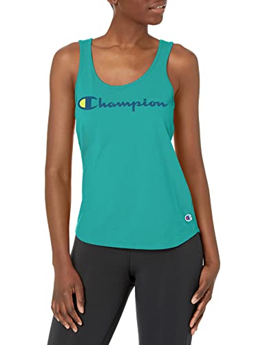 Champion womens The Classic Tank, Screen Print Script T Shirt, Green Reef-y08113, X-Large US | The Storepaperoomates Retail Market - Fast Affordable Shopping