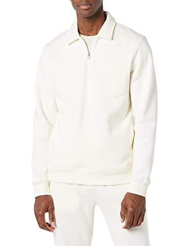 Amazon Aware Men’s Fleece Half Zip Sweatshirt, Off-White, Small